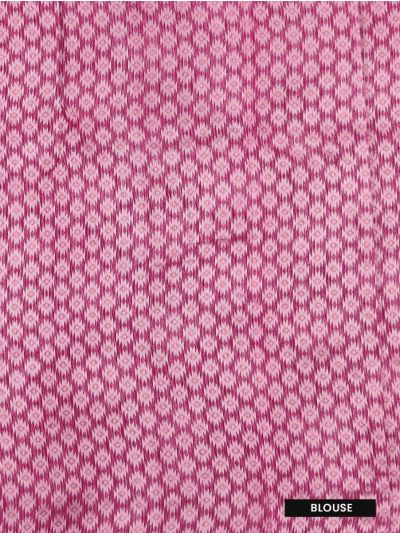 Gracecharm Kora Silk Cotton Magenta Pink Floral Butta Woven Saree