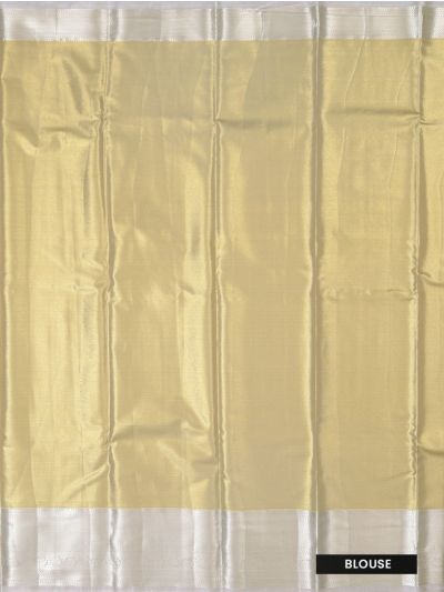 Gracecharm Pantone Cream Gold Tissue Soft Silk Floral Jaal Motif with Zari Border Saree