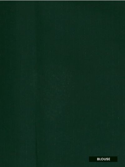 Gracecharm Kora Silk Cotton Bottle Green Paisley Butta Saree