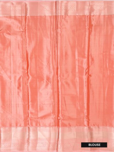 Gracecharm Peach Pink Tissue Soft Silk Floral Jaal Motif with Zari Border Saree