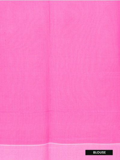 Gracecharm Kora Silk Cotton Bright Pink Striped Butta Design Saree