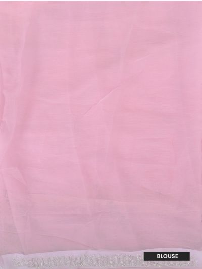 BlossomEase Soft Light Pink George Elegant Stone Work with Fancy Border Saree