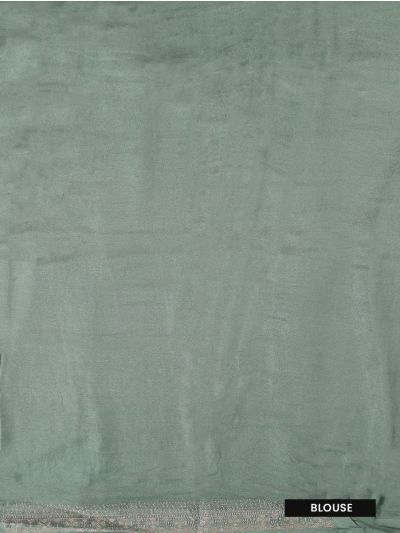 BlossomEase Sage Green George Elegant Stone Work with Fancy Border Saree