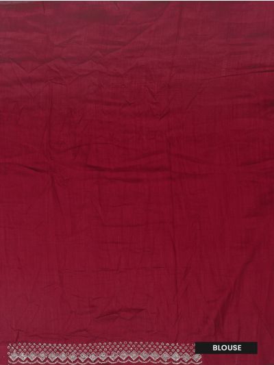 BlossomEase Crowd Flower Dark Cherry Red George Elegant Stone Work with Fancy Border Saree
