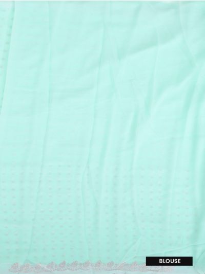 BlossomEase Mint Green George Elegant Stone Work with Fancy Border Saree