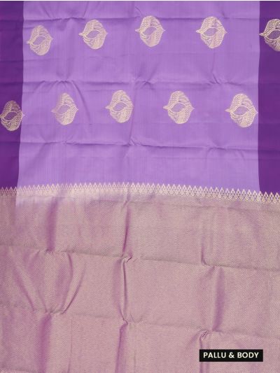 Gracecharm Art Soft Silk Lavender Leaf Butta Zari Saree