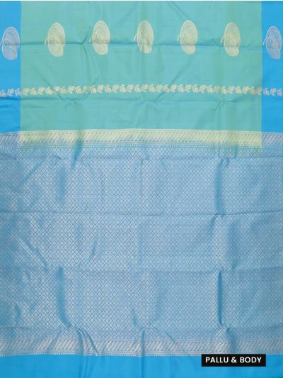 Gracecharm Art Soft Silk Sea Green Paisley Zari Saree