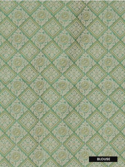 Gracecharm Elegant Manipuri Cotton Emerald Green Mandala Butta Saree