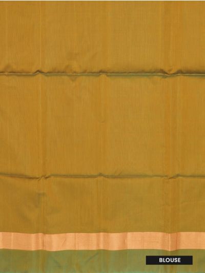 kora Silk Cotton leaf patterns with antique gold zari Pallu Saree
