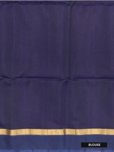 kora Silk Cotton golden metallic zari ribbon stripe framed Pallu Saree
