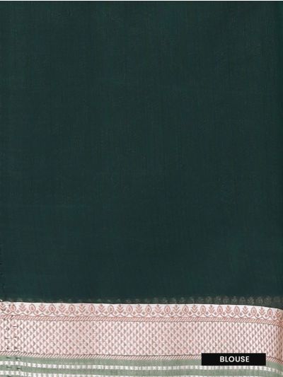 Gracecharm Kora Silk Cotton Bottle Green Diamond Butta Saree
