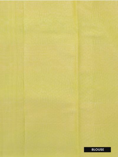 Gracecharm Kora Silk Cotton Lemon Yellow Checks Butta Saree