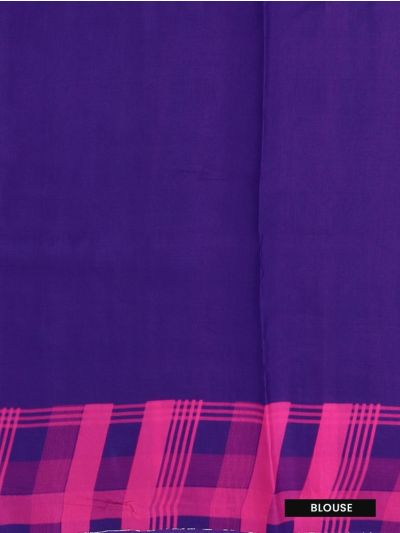 Fancy Viscose Tissue Rani Pink Purple Checks Temple Border Zari Saree