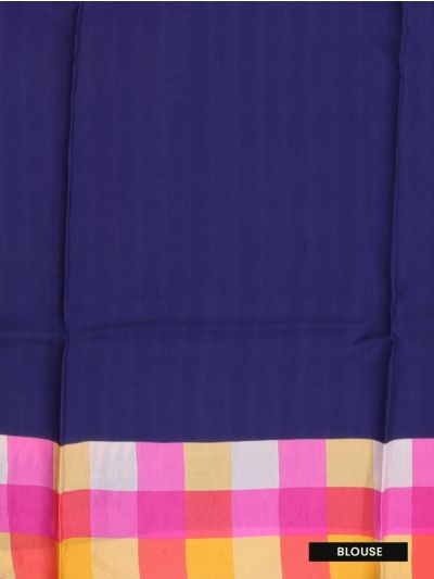 Fancy Viscose Tissue Yellow Pink Checks Navy Jhumka Border Saree