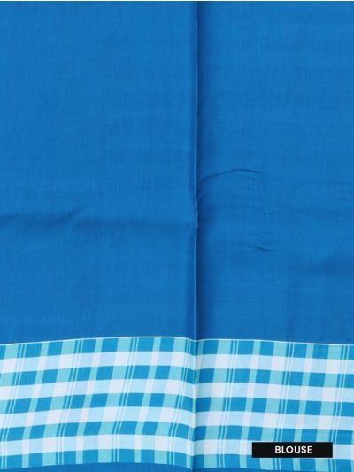 Fancy Viscose Tissue Aqua Blue Checks Royal Blue Peacock Border Saree