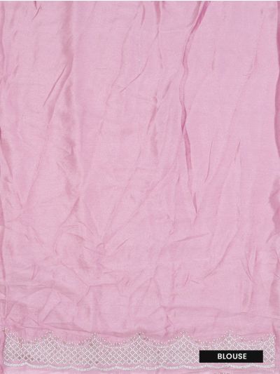 BlossomEase George Elegant Classic Blush Pink Stone Work with Fancy Border Saree
