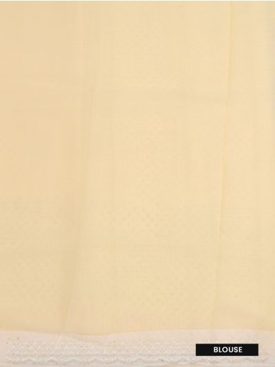 BlossomEase Butter Cream George Elegant Stone Work with Fancy Border Saree