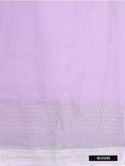 BlossomEase Lilac Purple George Elegant Stone Work with Fancy Border Saree