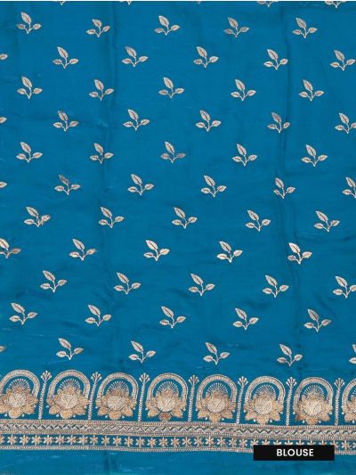 BlossomEase George Elegant Teal Blue Stone Work with Fancy Border Saree