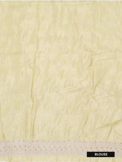 BlossomEase George Elegant Light Lemon Yellow Stone Work with Fancy Border Saree