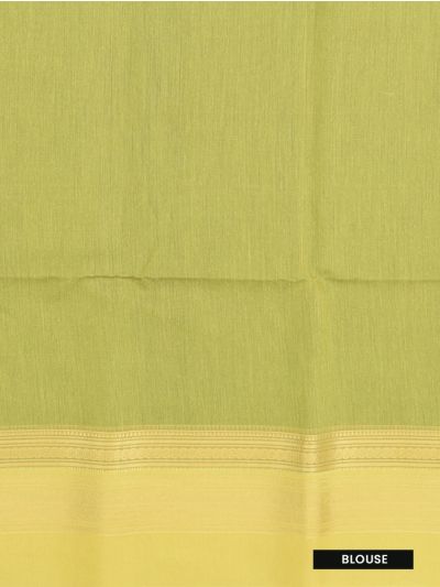 Gracecharm Silk Cotton Multicolour Leaf Butta Zigzag Pallu Saree