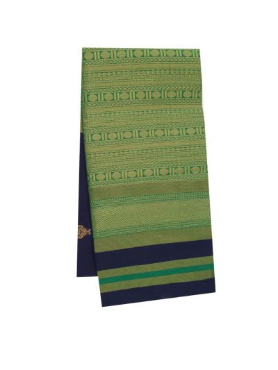 Gracecharm Silk Cotton Floral Butta with Geometric Stripe Pallu Saree