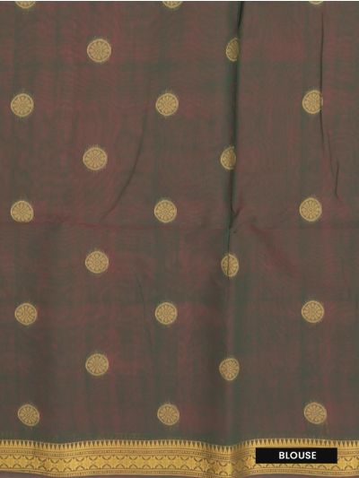 Gracecharm Silk Cotton Coin Butta Contrast Stripe Pallu Saree