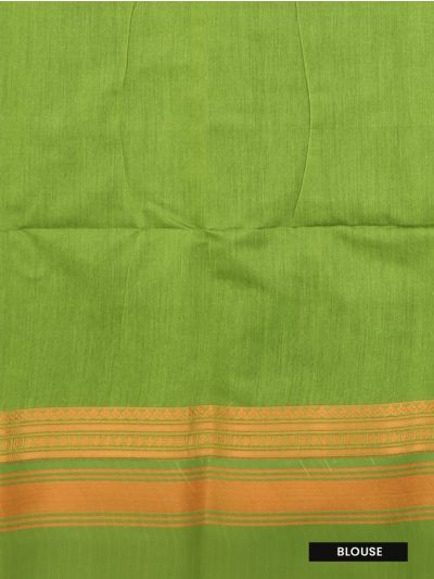 Gracecharm Silk Cotton Leaf Butta Geometric Grid Pallu Saree