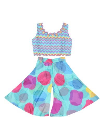 Graceful Essence Girls Chevron Top Abstract Spot Palazzo Set