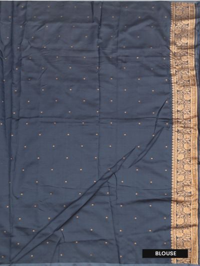 BlossomEase Semi Banarasi  floral motifs with antique zari Border Saree