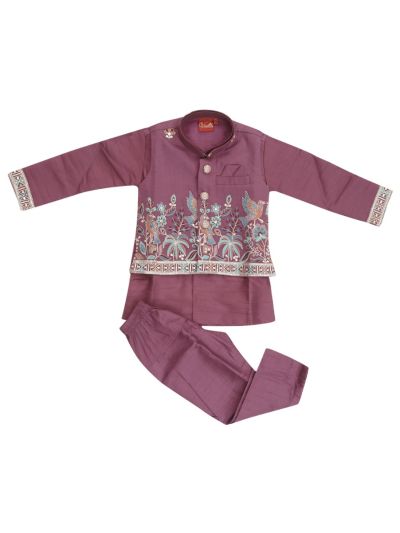 Gracecharm Boys Bird Floral Embroidered Indo Western Sherwani Set