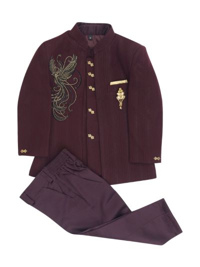 Royal Elegance Boys Bird Motif Jodhpuri Suit Set