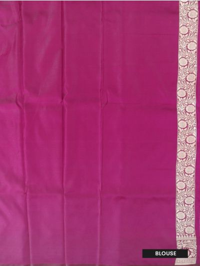 BlossomEase Semi Banarasi Orchid Purple floral motifs with antique zari Border Saree