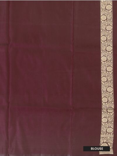 BlossomEase Semi Banarasi Mint Green floral motifs with antique zari Border Saree