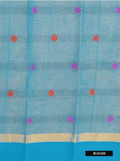 Gracecharm Kanchi Cotton Multicolour Polka Dot Striped Pallu Saree