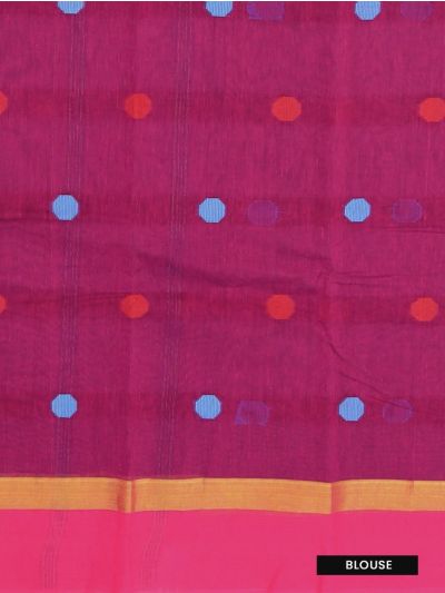 Gracecharm Kanchi Cotton Multicolour Butta Striped Pallu Saree
