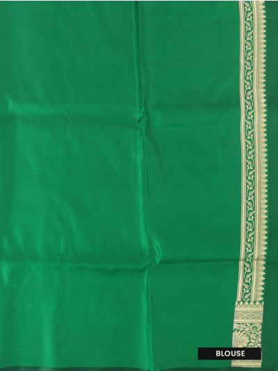 BlossomEase Semi Banarasi Fuchsia Pink floral motifs with antique zari Border Saree