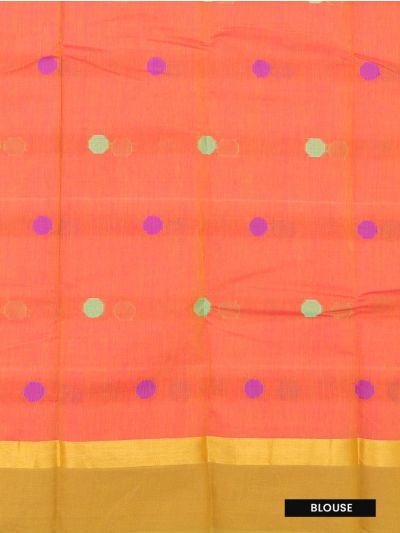 Gracecharm Kanchi Cotton Multicolour Butta Striped Pallu Saree