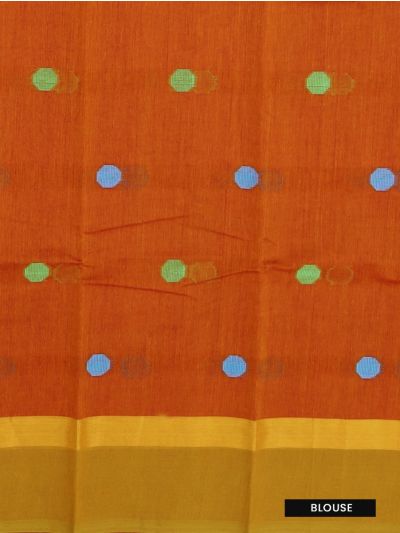 Gracecharm Kanchi Cotton Multicolour Butta Striped Pallu Saree