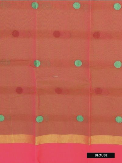 Gracecharm Kanchi Cotton Multicolour Butta Striped Pallu Saree