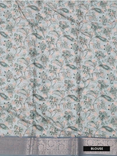 Fancy Manipuri Print Flower smooth synthetic threads Zari woven border Saree