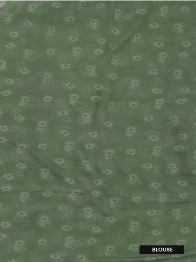 Gracecharm Sage Green Semi Jute Floral Butta with Floral Vine Pallu Saree