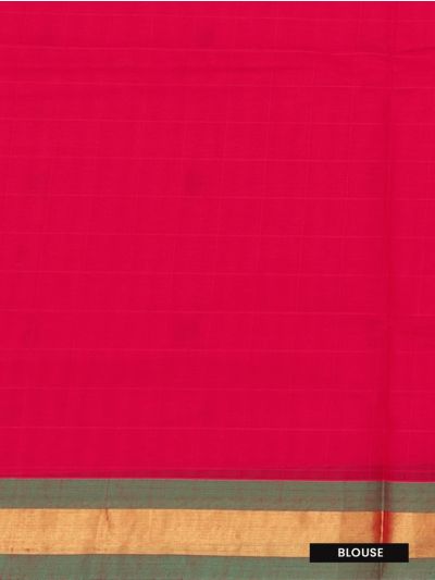 GraceCharm Kovai Cotton Checked Butta with Contrast Border Saree