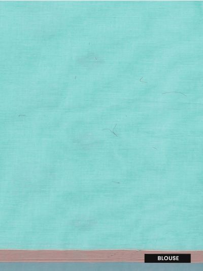 GraceCharm Kovai Cotton Geometric Floral Butta Stripe Pallu Saree