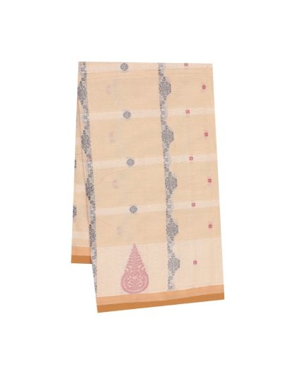 GraceCharm Kovai Cotton Floral Butta Ornamental Leaf Pallu Saree