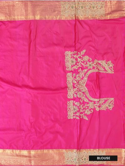 Gracecharm Fancy Silk scalloped Designer cut work With gold Zari Jaal Saree