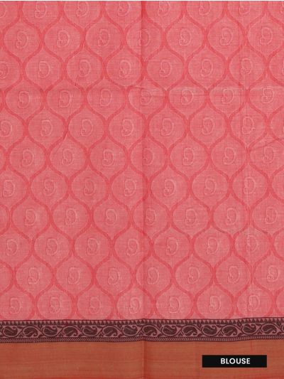 GraceCharm Kovai Cotton Paisley Ogee Jaal with Contrast Border Saree