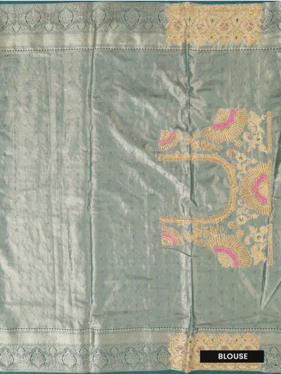 Gracecharm Gajari Pink Silk scalloped Designer cut work With gold Zari Jaal Saree