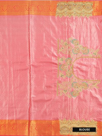 Gracecharm Aqua Green Silk scalloped Designer cut work With gold Zari Jaal Saree