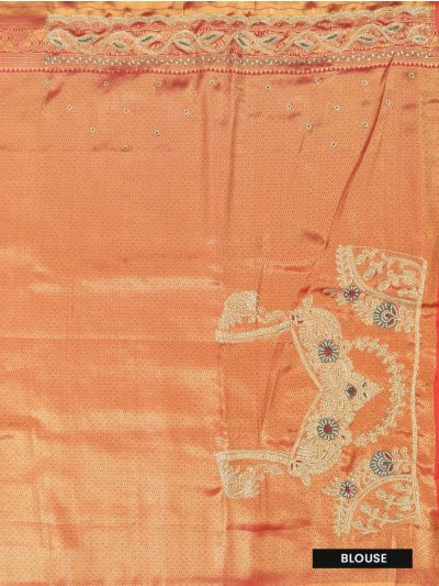 Gracecharm Silk scalloped cut work With Designer gold Zari Jaal Saree
